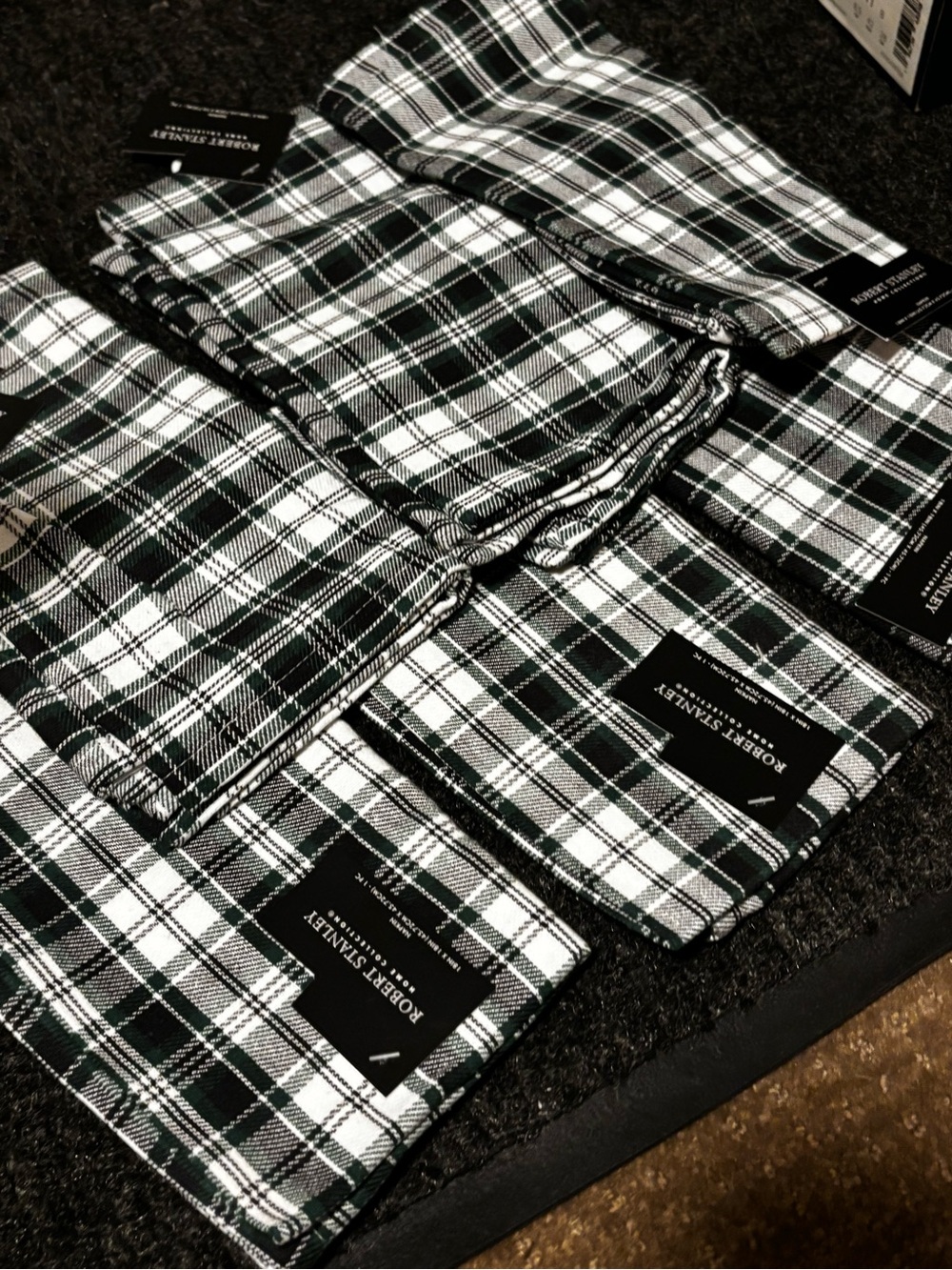Robert Stanley Green & White Plaid Dinner Napkins - Set of 6